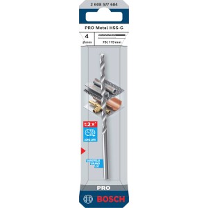 Bosch Spiralbohrer Pro Metal HSS-G, 4mm, Silber. Metallbohrer für präzise Bohrungen.