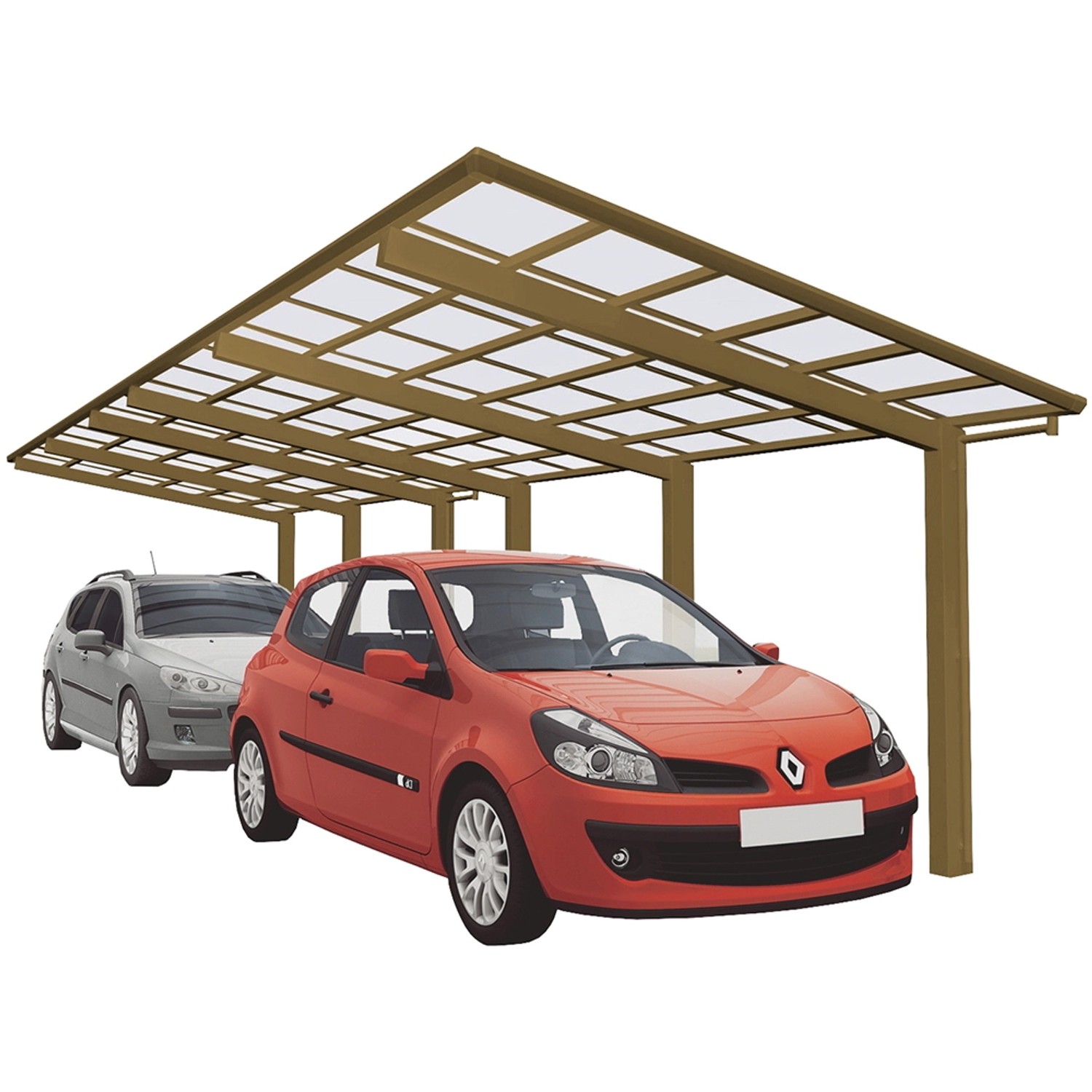 Ximax Alu Doppelcarport Linea Tandem Typ 110 Bronze 273 x 983 cm Sonderfert günstig online kaufen