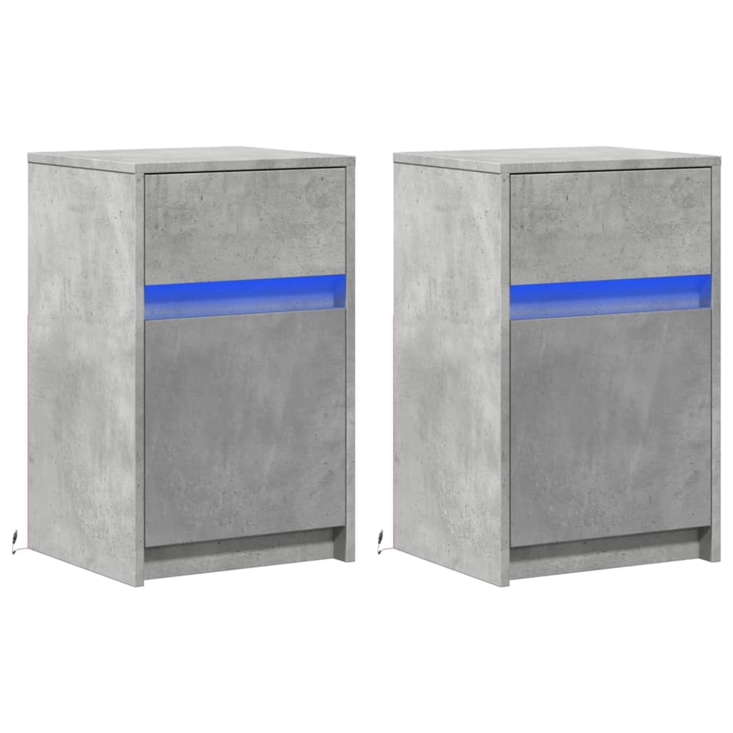 vidaXL Nachttische mit LED-Leuchten 2 Stk, Betongrau Holzwerkstoff 852005 günstig online kaufen