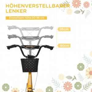 HOMCOM Kinderroller: Detailansicht des höhenverstellbaren Lenkers (90-96cm) mit Korb.