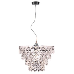 Moderne Pendelleuchte Fancy Chrome, Ø 38cm, mit Acryl-Elementen. Elegante Hängelampe für Wohnräume.