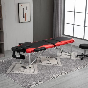 HOMCOM Massageliege schwarz-rot aus PVC und Aluminium, faltbar, höhenverstellbar, mit Kopfstütze.