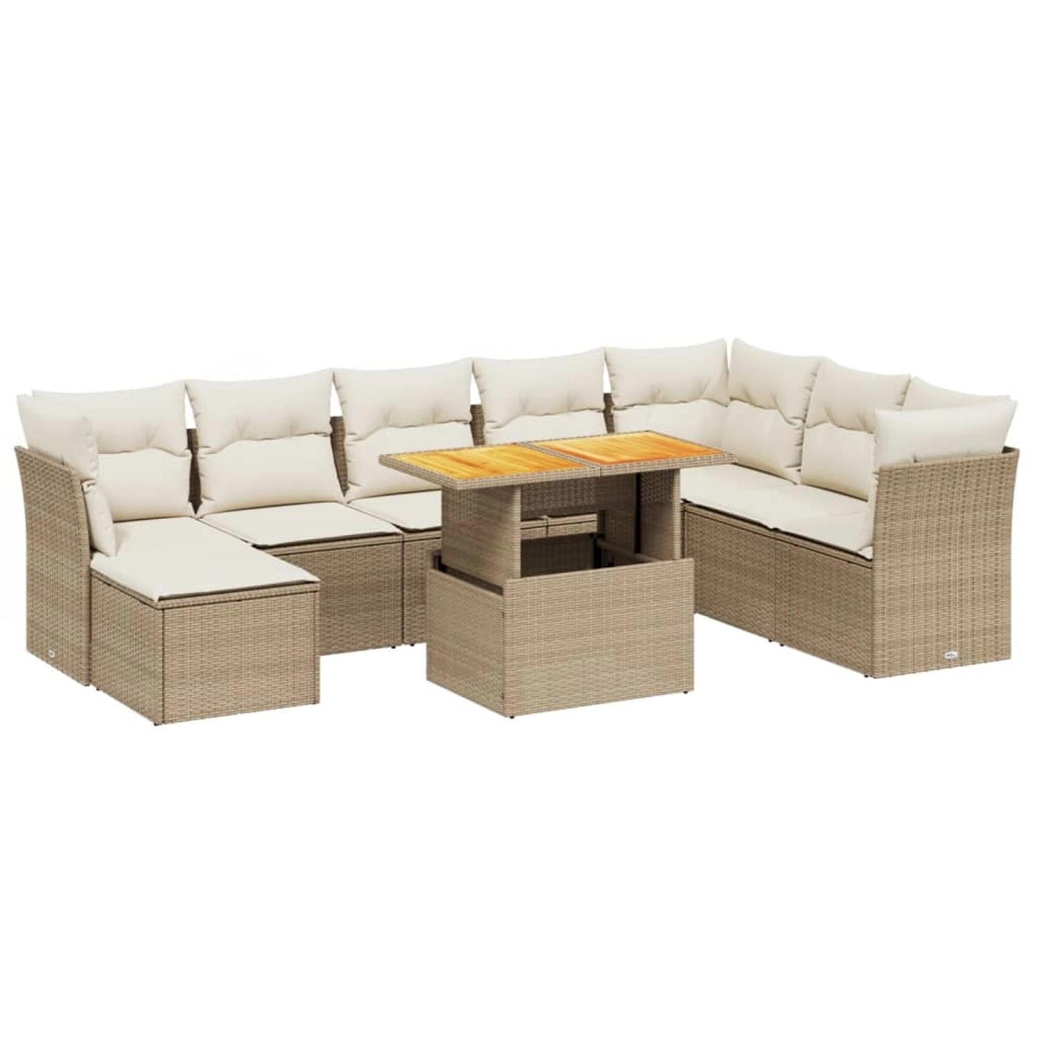 vidaXL 9-Tlg Garten-Sofagarnitur mit Kissen Beige Poly Rattan 3275515 günstig online kaufen