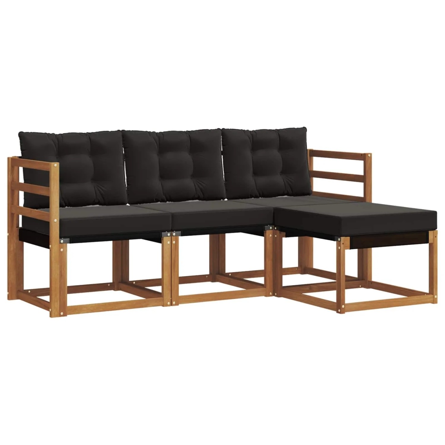 vidaXL Outdoor-Sofagarnitur mit Kissen 4-Tlg Natur und Schwarz 3368535