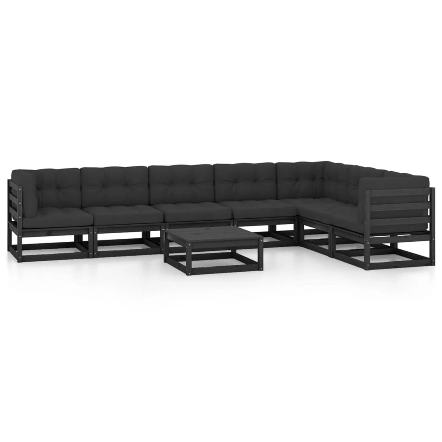 8-tlg. Garten-lounge-set Mit Kissen Schwarz Kiefer Massivholz günstig online kaufen