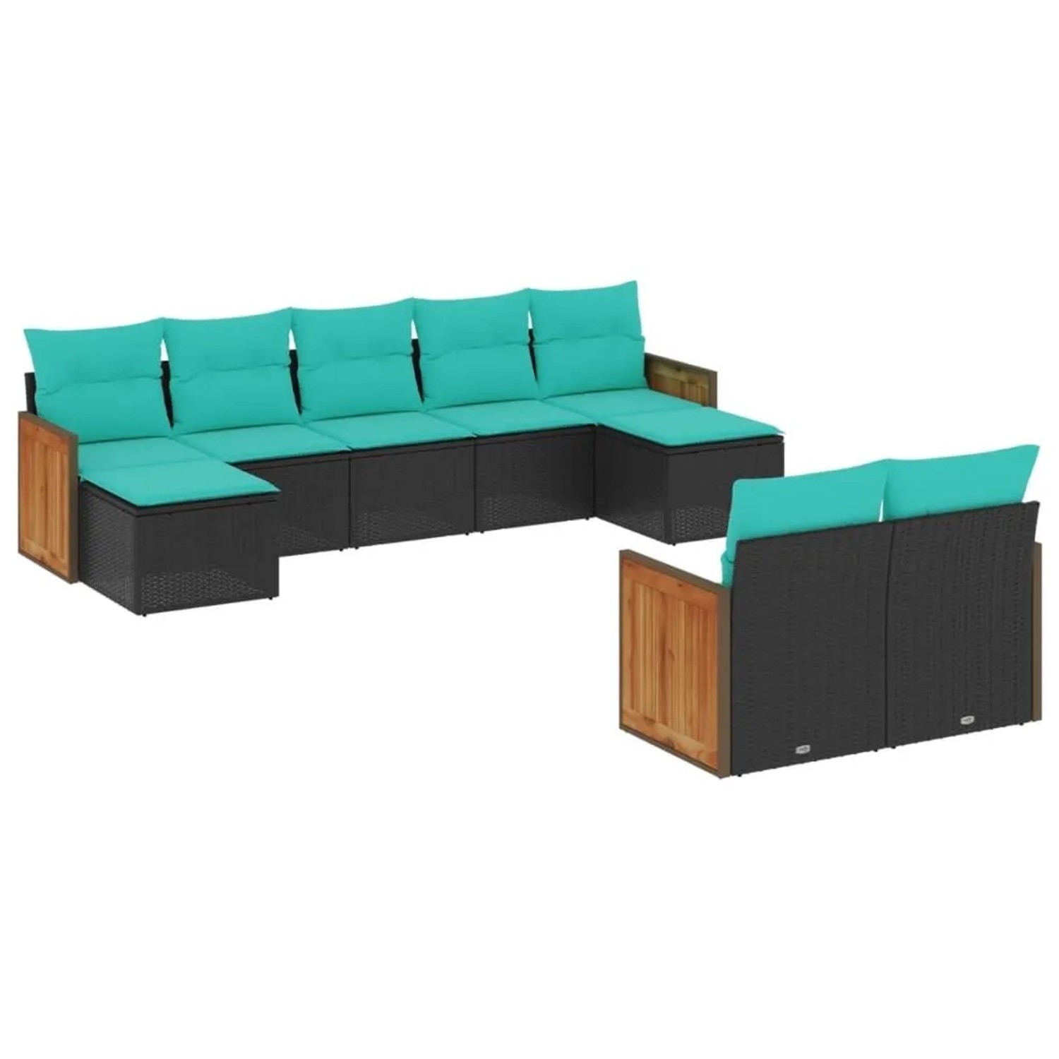 vidaXL 9-Tlg Gartensofa-Set mit Kissen Schwarz Polyrattan 3228080 günstig online kaufen