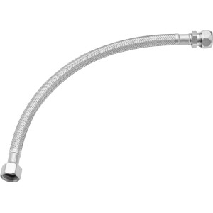 Silberner Flex-Verbindungsschlauch 3/8 x 8mm, 300 mm, geflochten, für Trinkwasser und Küchenarmaturen.