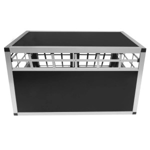 Monstershop Auto Hundetransportbox Doppelbox aus Aluminium, schwarz/silber. Sichere Hundebox für 2 Hunde.