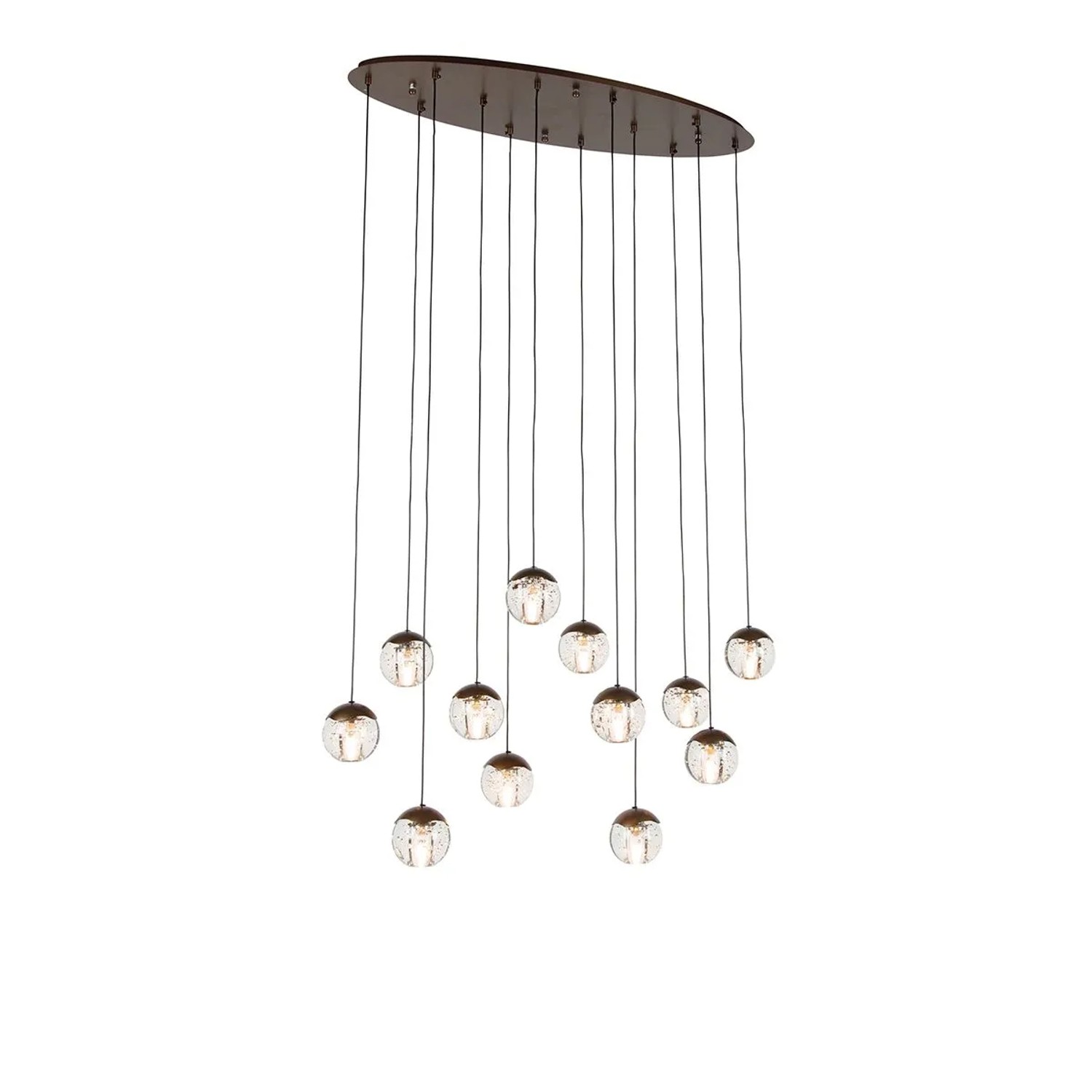 QAZQA Design Pendelleuchte DunkelBronze mit Klarglas 12 Flammig Inge