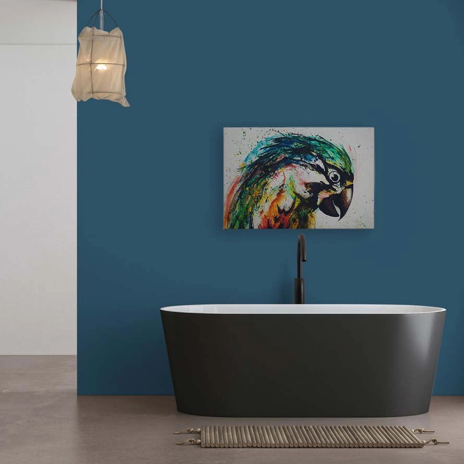 Bricoflor Leinwandbild Mit Papagei Gemalt Kunst Wandbild Mit Vogel Für Kinderzimmer Und Büro Bild Farbverlauf In 90 X 60