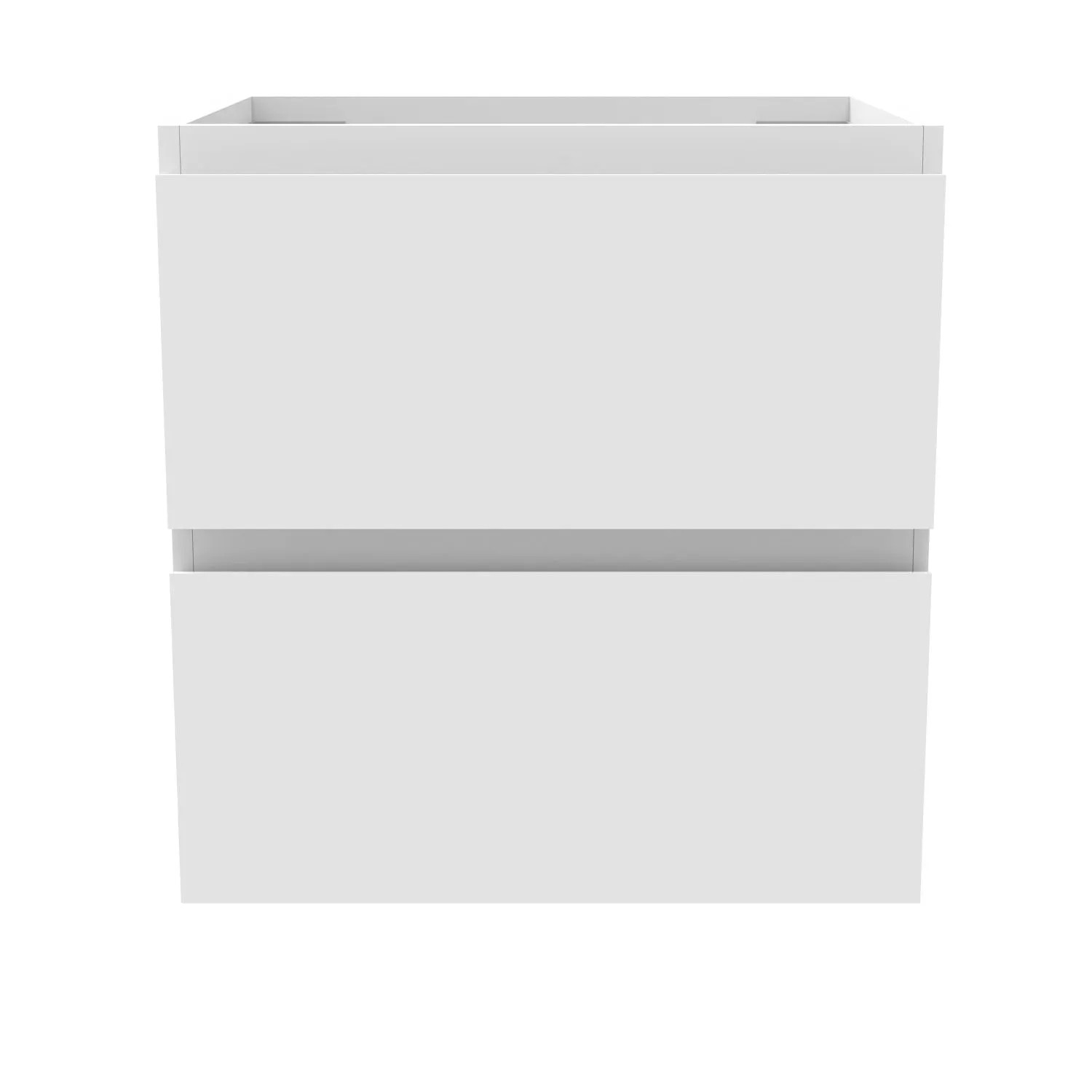 Mattweißer Waschbeckenunterschrank mit 2 Schubladen. Modernes Badmöbel in minimalistischem Design für Ihr Bad.