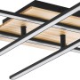 Moderne Eglo LED-Deckenleuchte Marinello 1 mit Holzelement und schwarzen Akzenten.