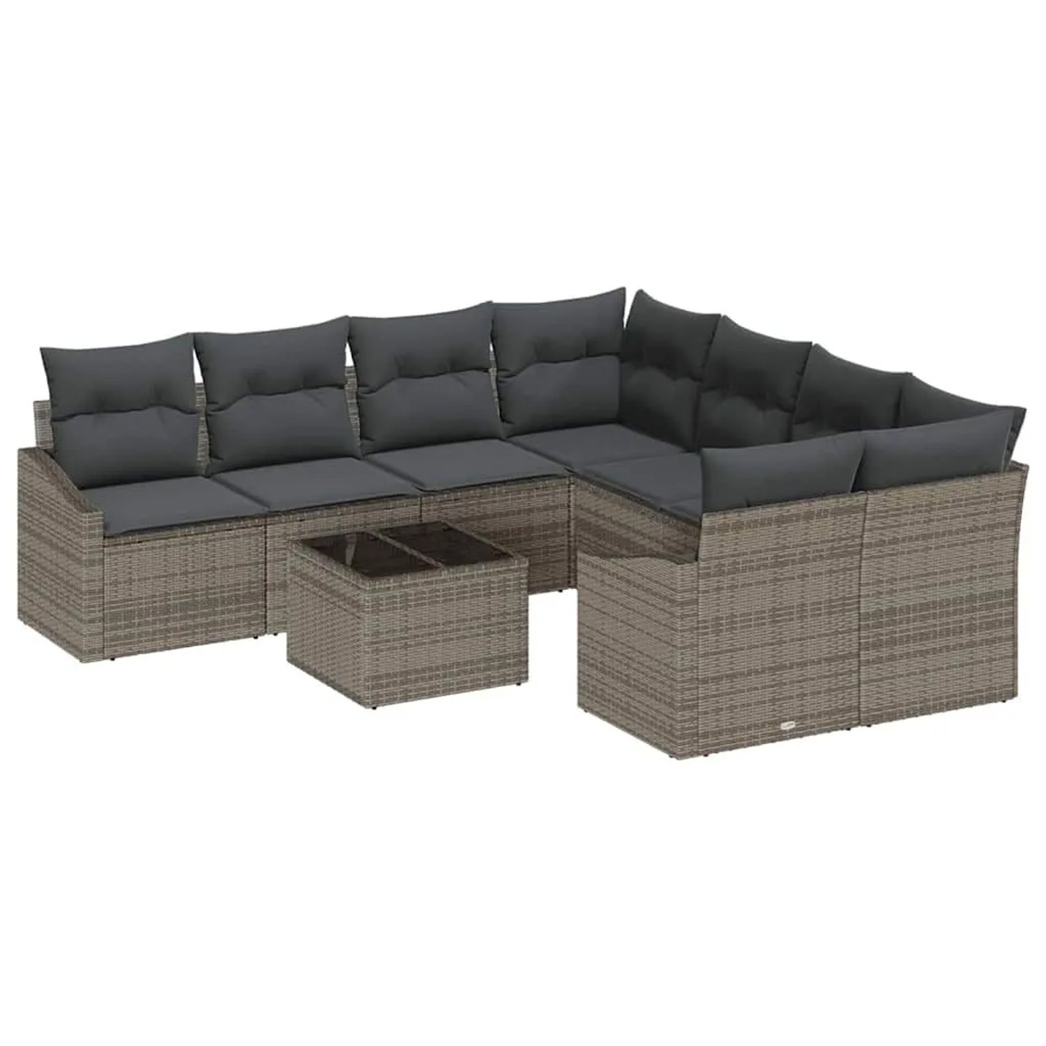 vidaXL Sofa Set mit Kissen mit Speicher 9-Tlg Grau Poly-Rattan 3355328 günstig online kaufen