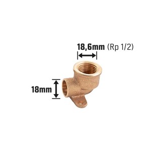 Löt-Übergangswinkel 38mm aus Rotguss mit Wandscheibe für Heizung & Wasserinstallation.