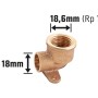 Löt-Übergangswinkel 38mm aus Rotguss mit Wandscheibe für Heizung & Wasserinstallation.
