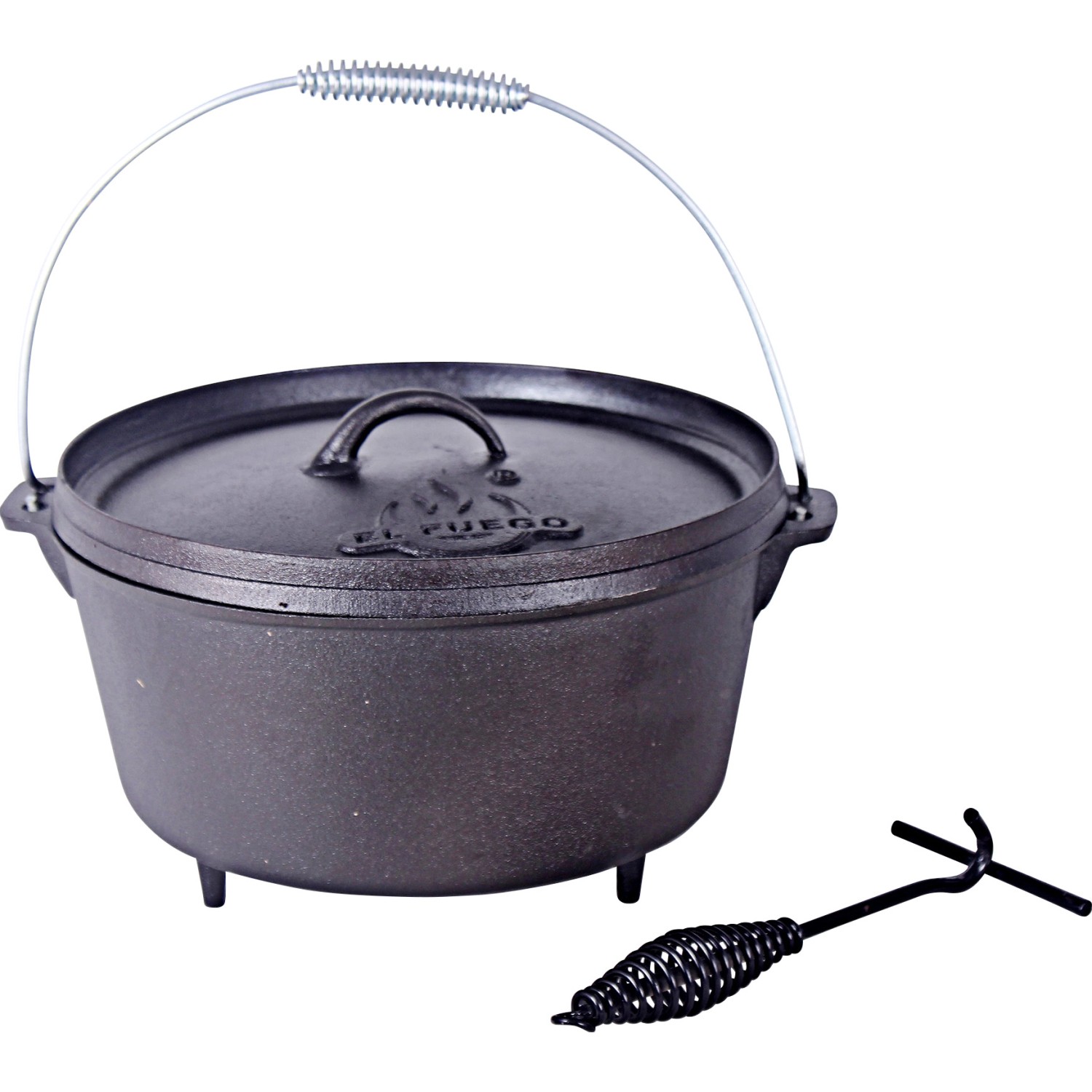 El Fuego Dutch Oven 5,5 l Schwarz inkl. Deckelheber und Transportbügel günstig online kaufen