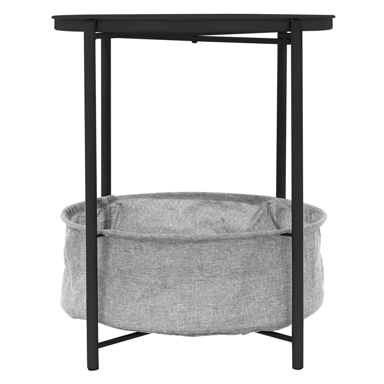 ML-Design Beistelltisch, rund, anthrazit mit Stoffkorb. Couchtisch aus Metall, 46x51 cm.