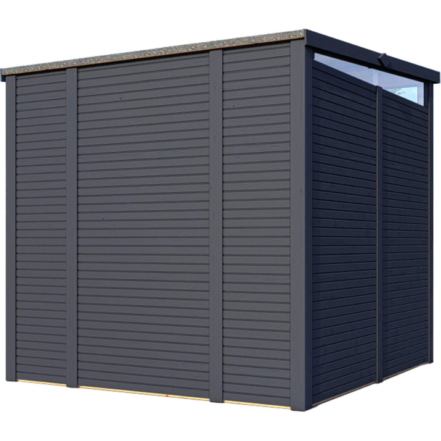 Anthrazitfarbenes Bertilo Gartenhaus Woodline Pent aus Holz (234x226cm).