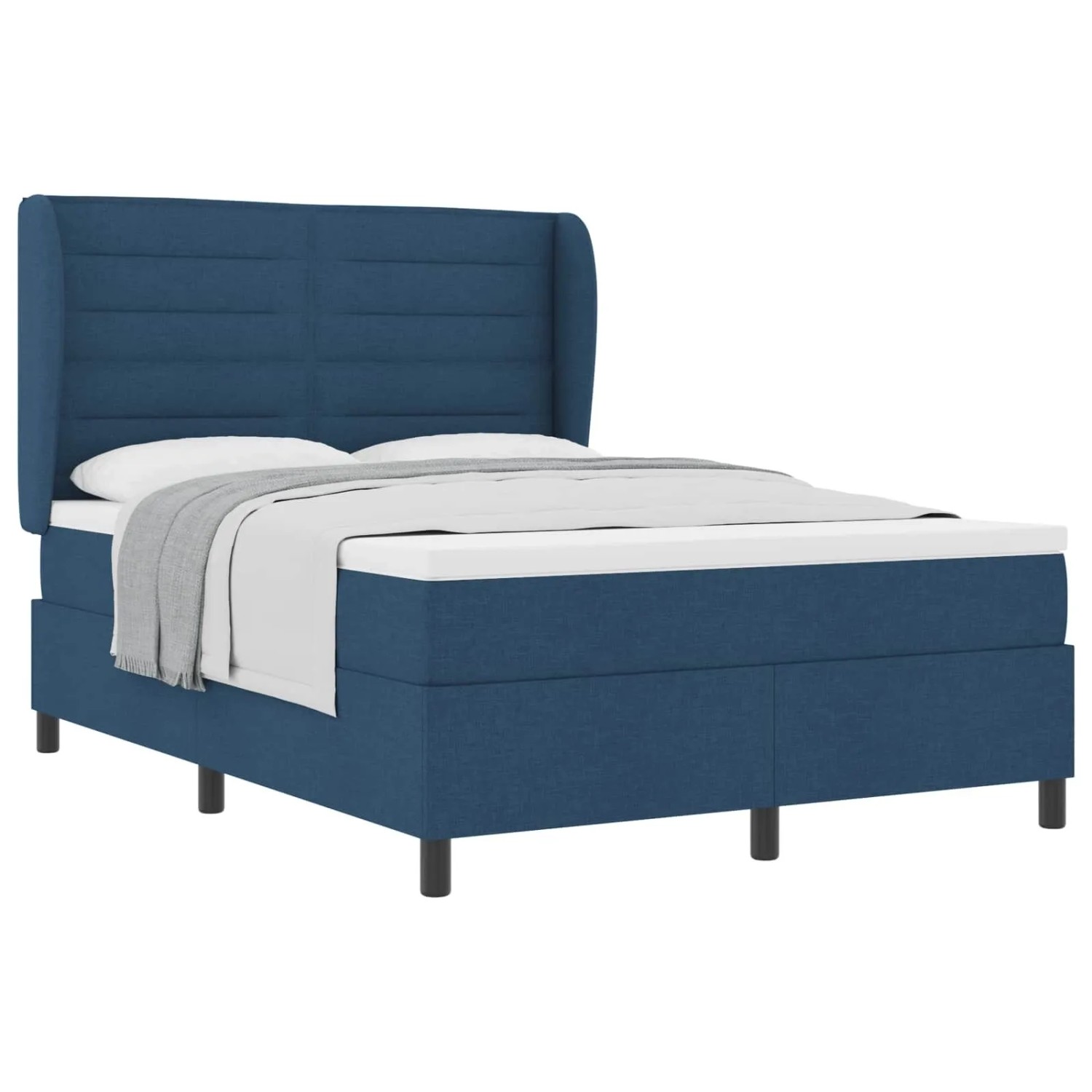 vidaXL Boxspringbett mit Matratze mit Kopfteil Blau 140 x 200 cm Stoff 3340507