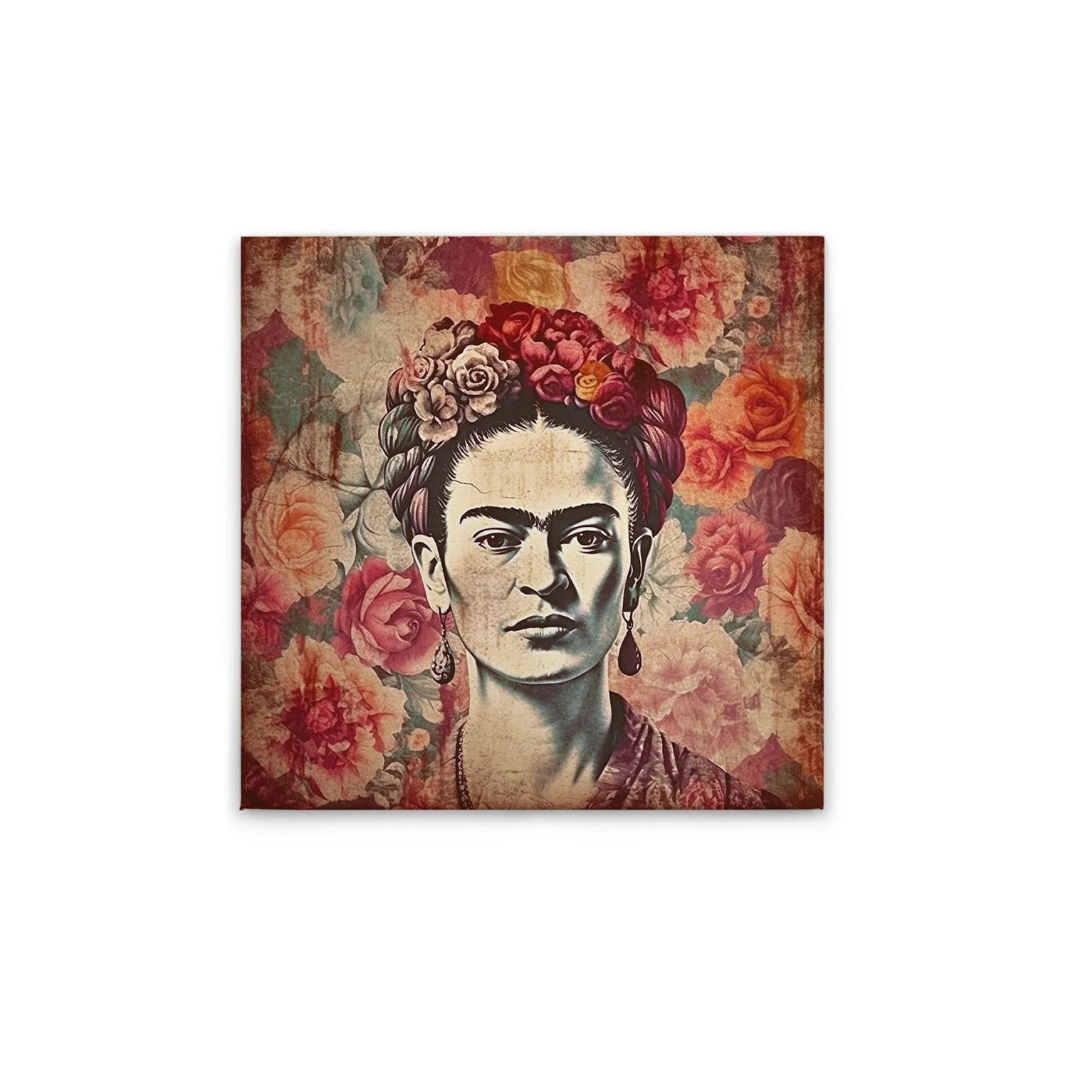Tadessi Leinwandbild - M1-No.52032 - Frida mit Blumen - 60 x 60 cm - Querformat