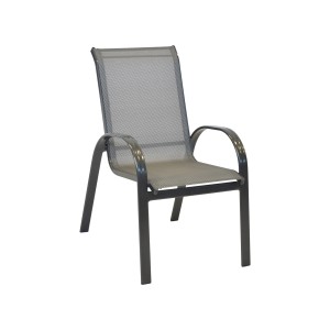 Merxx Amalfi Gartenstuhl, 2er-Set, graphit/braun, Aluminiumgestell mit Textilbespannung.