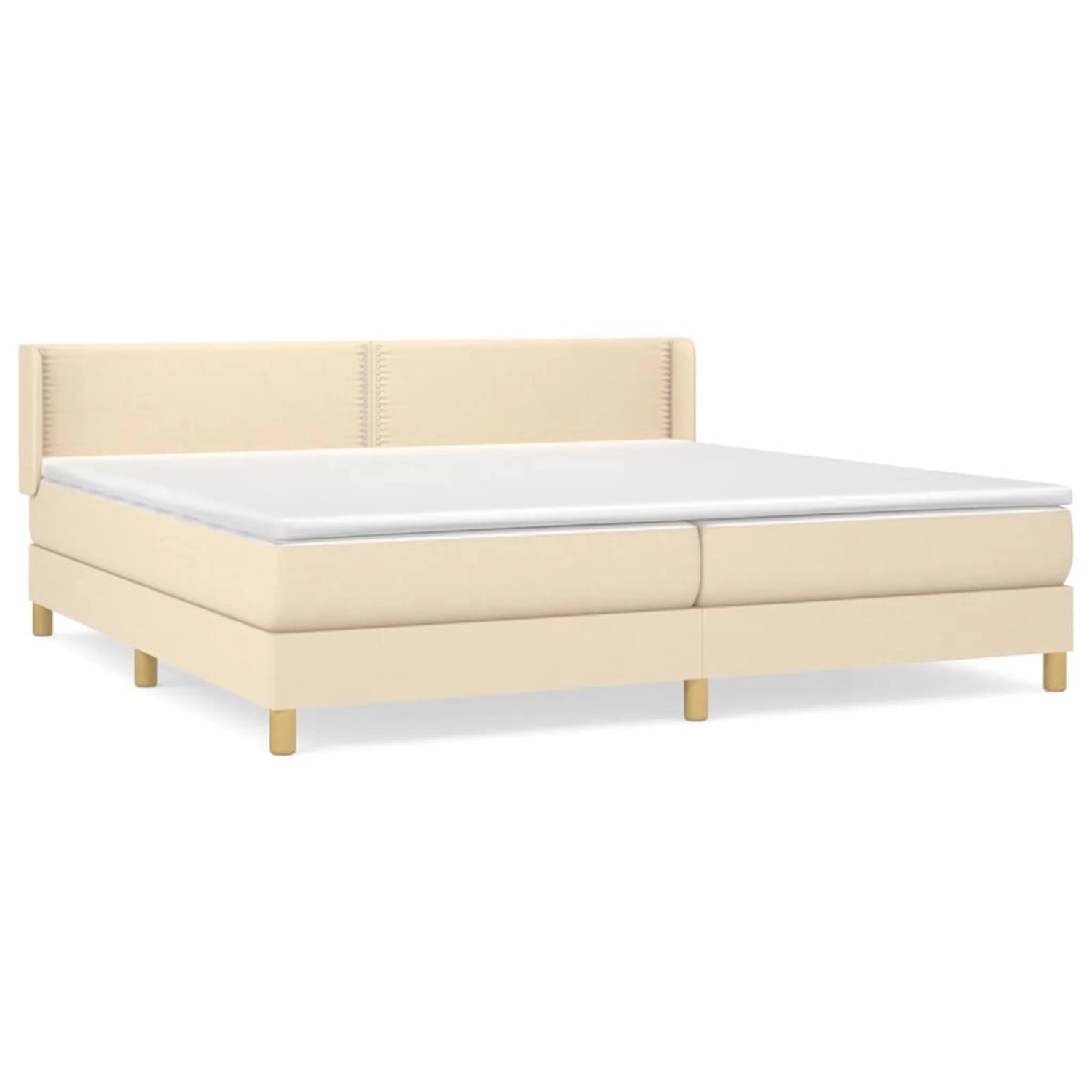 vidaXL Boxspringbett mit Matratze Creme 200x200 cm Stoff 3130222