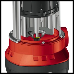 Einhell Klarwasserpumpe GC-SP 2275, Schnittmodell. Elektro-Pumpe mit rotem Gehäuse und silbernen Rohren.