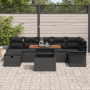Schwarzes 8-tlg. vidaXL Garten-Sofa-Set aus Poly Rattan mit Tisch für Garten, Terrasse oder Balkon.