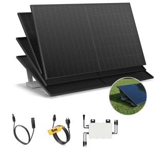 Solakon Balkonkraftwerk 2000W Solaranlage mit Gartenhalterung Steckerfertig Komplettset Photovoltaik 800W Kabellänge 5m