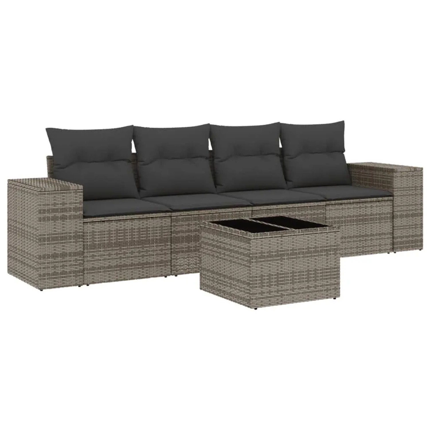 vidaXL 5-Tlg Garten-Sofagarnitur mit Kissen Grau Poly Rattan 3222289 günstig online kaufen
