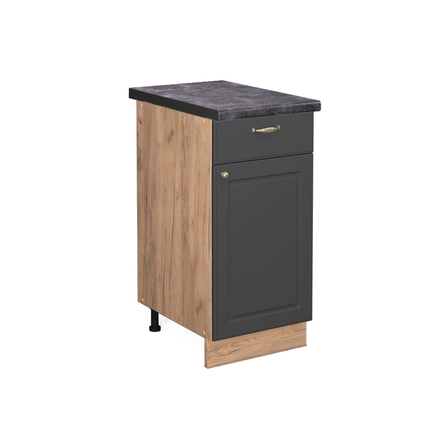 Vicco Küchenunterschrank Fame-Line Anthrazit-Gold/Goldkraft Eiche 40 cm AP Anthrazit