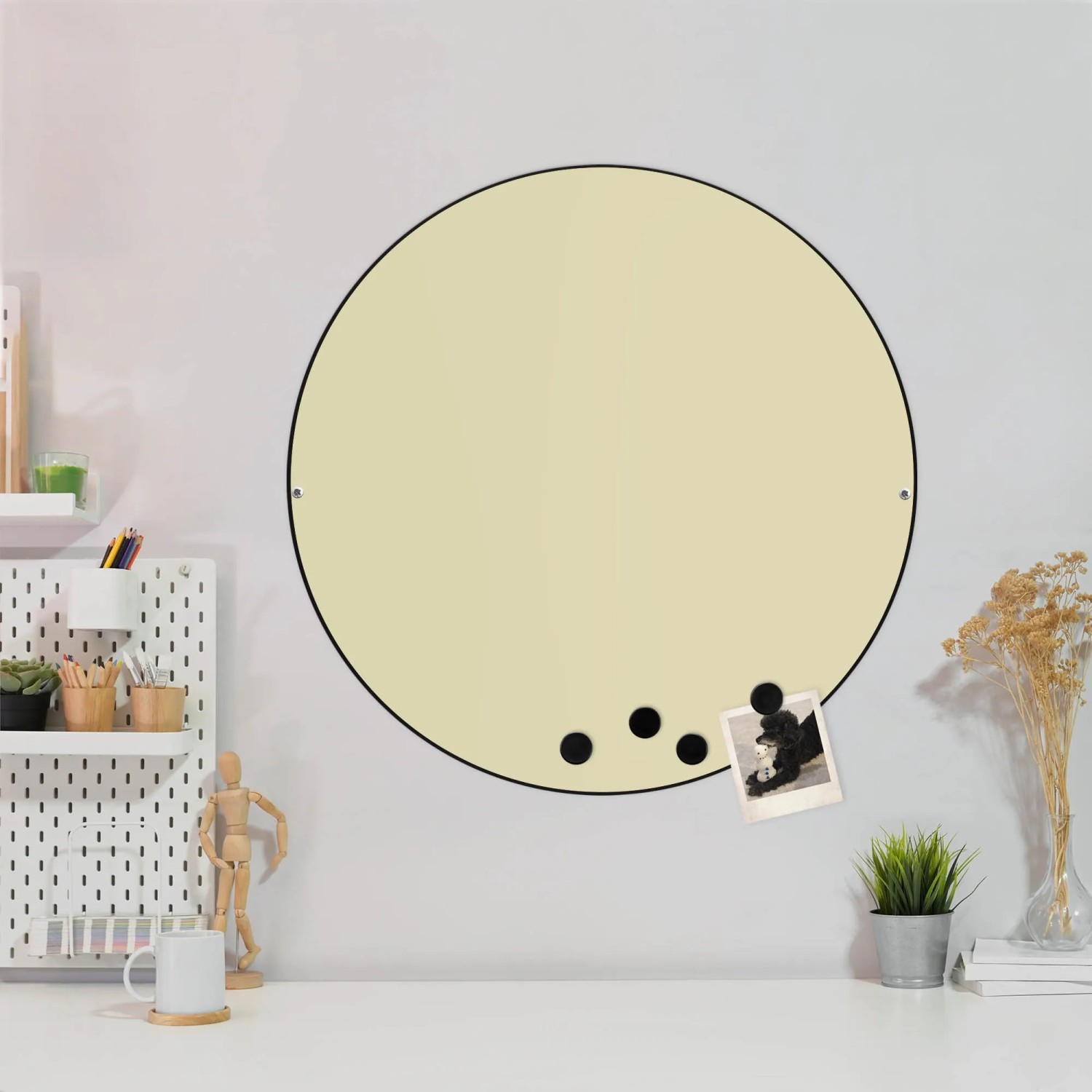 Banjado Glas Magnettafel Beige, 45x30 Cm – Magnetwand Als Memoboard Für Küche, Büro & Kinderzimmer