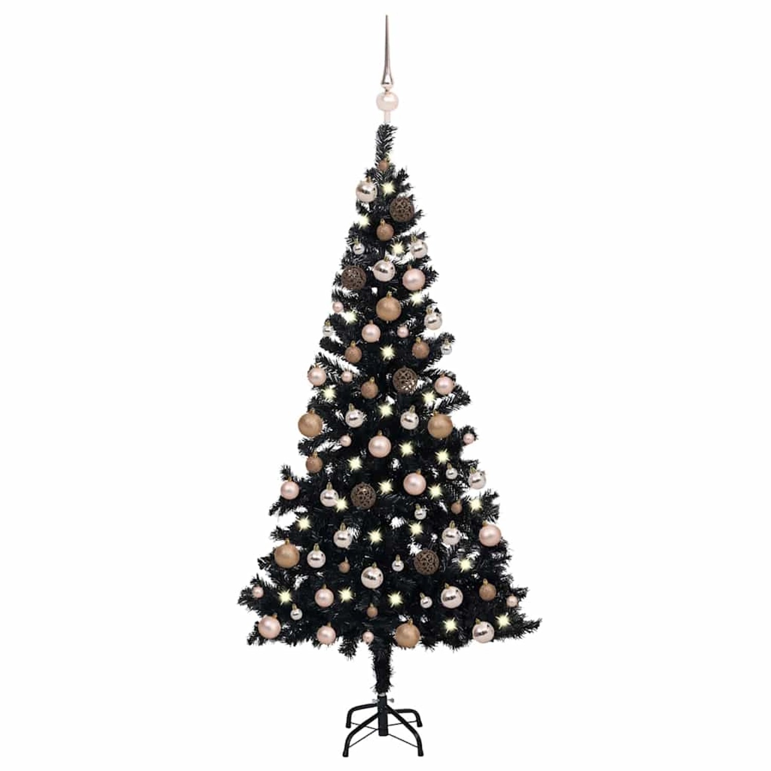 vidaXL Künstlicher Weihnachtsbaum Beleuchtung & Kugeln Schwarz 120 cm 3077588