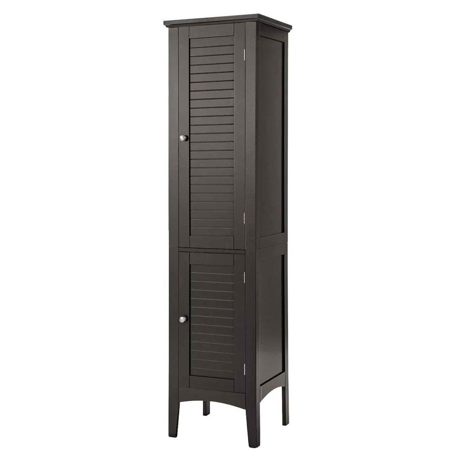 Costway Badezimmerschrank mit 5 Fächern Badezimmer Hochschrank Braun