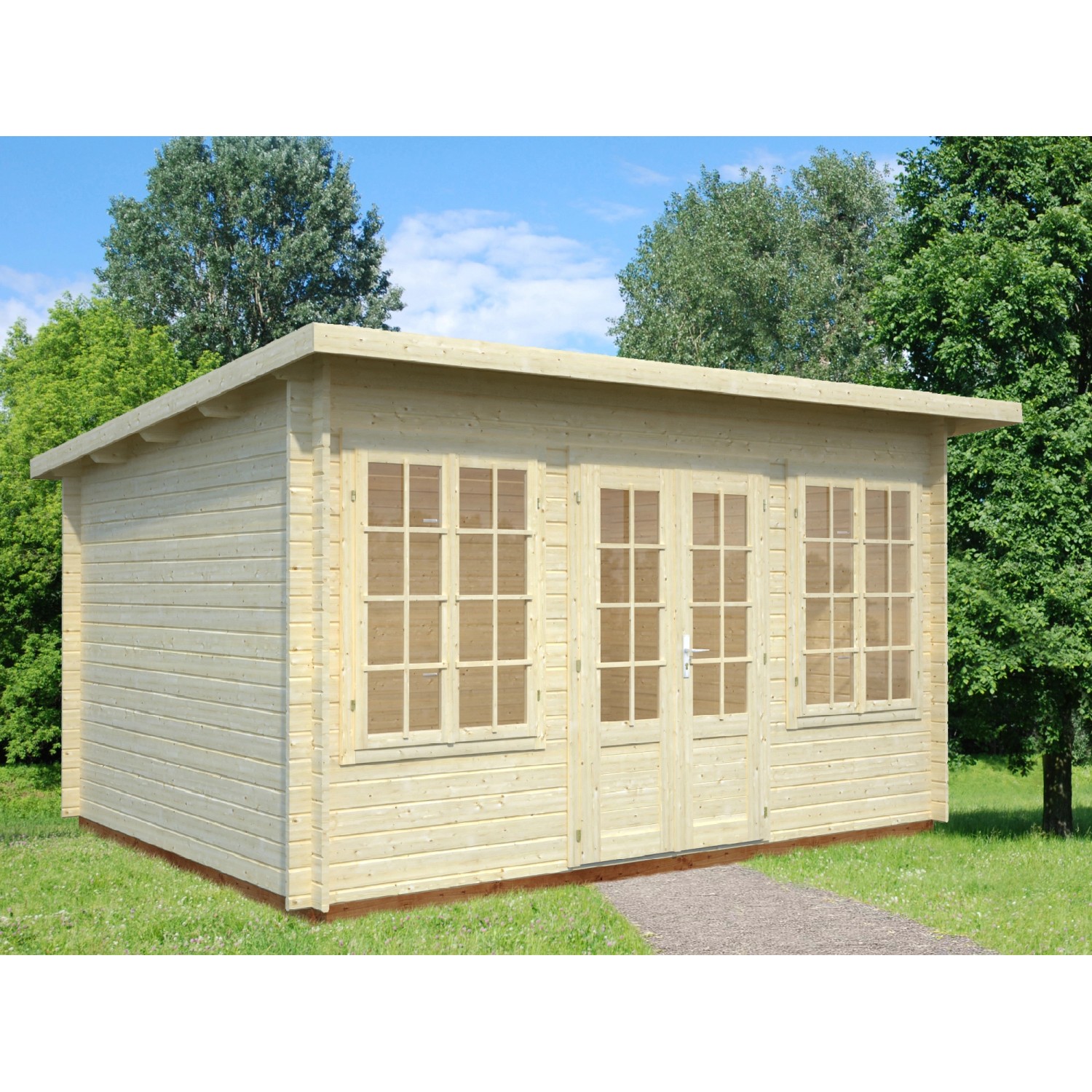 Palmako Gartenhaus Lisa 400 x 300 cm Lackiert Dunkelgrau-Weiß FSC® günstig online kaufen