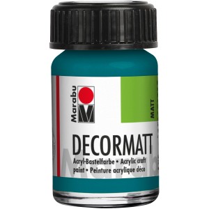 Marabu Decormatt Acrylfarbe Türkis, 15ml Flasche, matte Acrylfarbe für Bastelarbeiten.