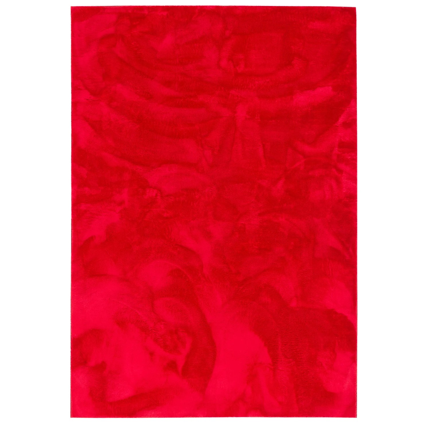 Roter Pergamon Luxus Fellteppich Super Soft (80x150cm). Flauschiger Kunstfellteppich.