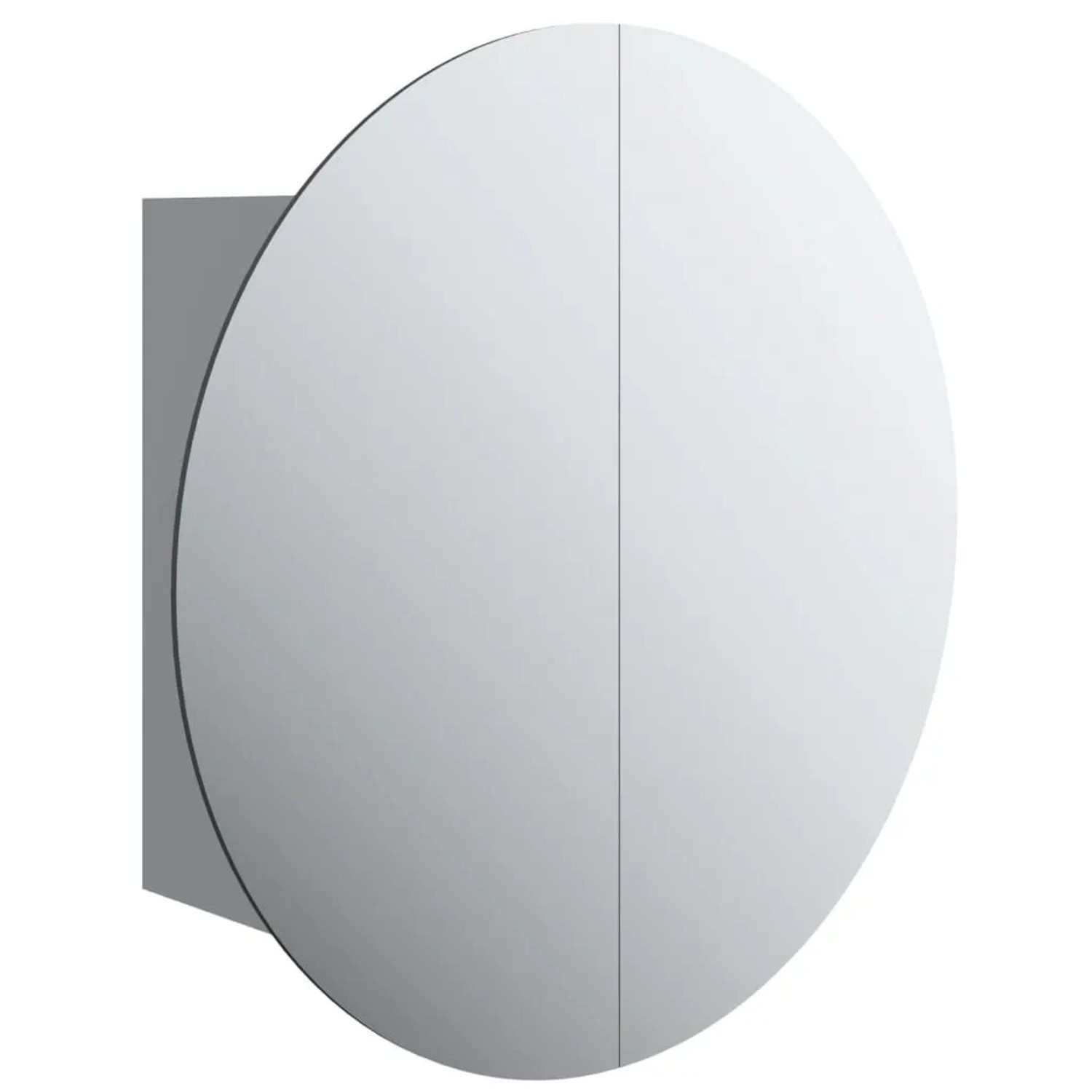 vidaXL Badezimmerschrank mit Rundem Spiegel & LED Grau 47x47x17,5 cm 345585