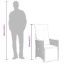 vidaXL Gartensessel Grau Poly Rattan mit Kissen. Größenvergleich: 110 cm hoher, verstellbarer Gartenstuhl neben 180 cm großer Person.