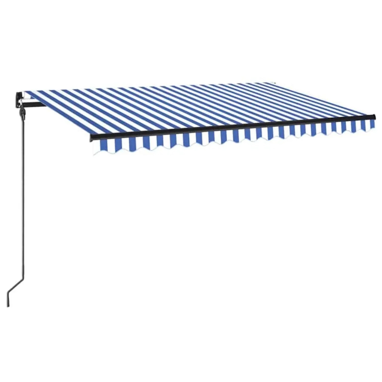 vidaXL Markise, manuell einziehbar, blau-weiß gestreift, 450x300 cm, mit LED