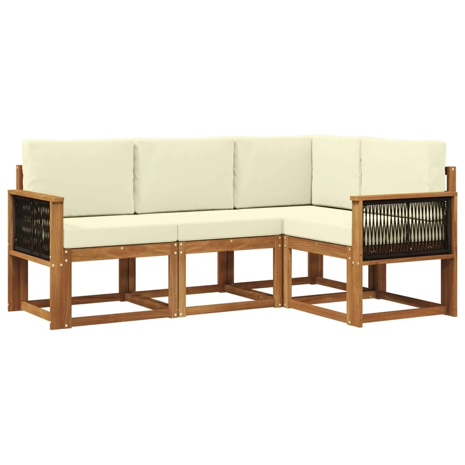vidaXL Outdoor-Sofagarnitur mit Kissen 4 Stk Natur und Creme Polyester 3385171