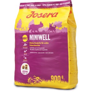 Josera Miniwell Hunde-Trockenfutter, 900g Packung mit kleinen Kroketten für Feinschmecker.