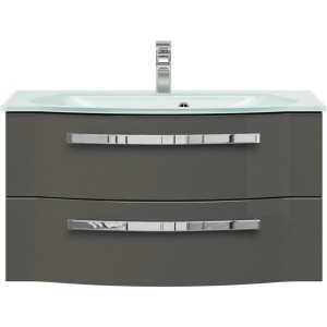 Pelipal Waschtisch Serie 4005, 92 cm, Steingrau, mit zwei Schubladen und Softclose.