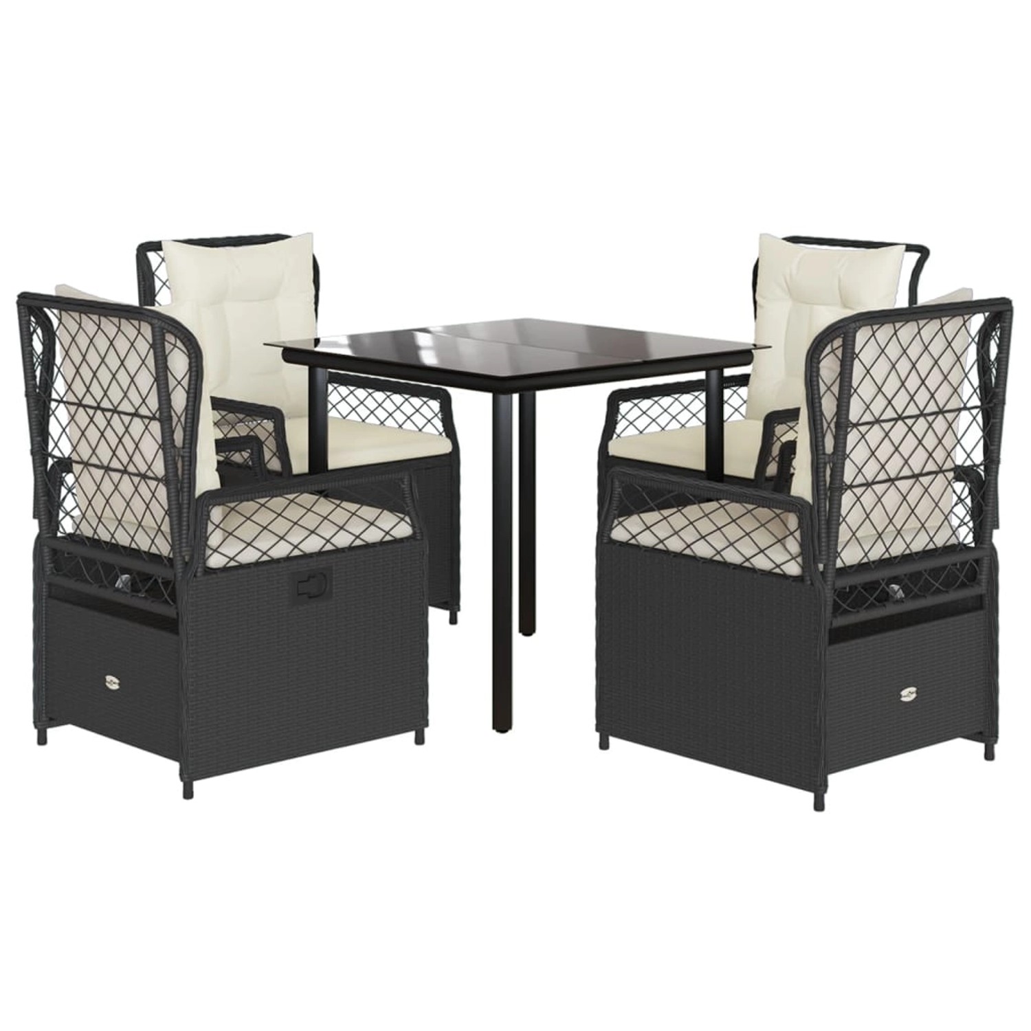 vidaXL 5-Tlg Garten-Essgruppe mit Kissen Schwarz Poly Rattan 3262965 günstig online kaufen