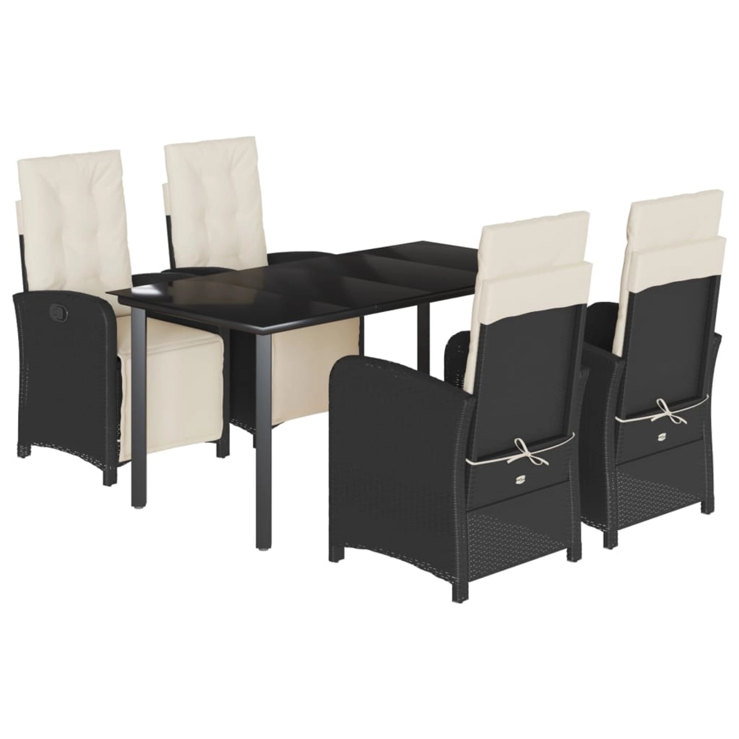vidaXL 5-Tlg Garten-Essgruppe mit Kissen Schwarz Poly Rattan 3212524 günstig online kaufen