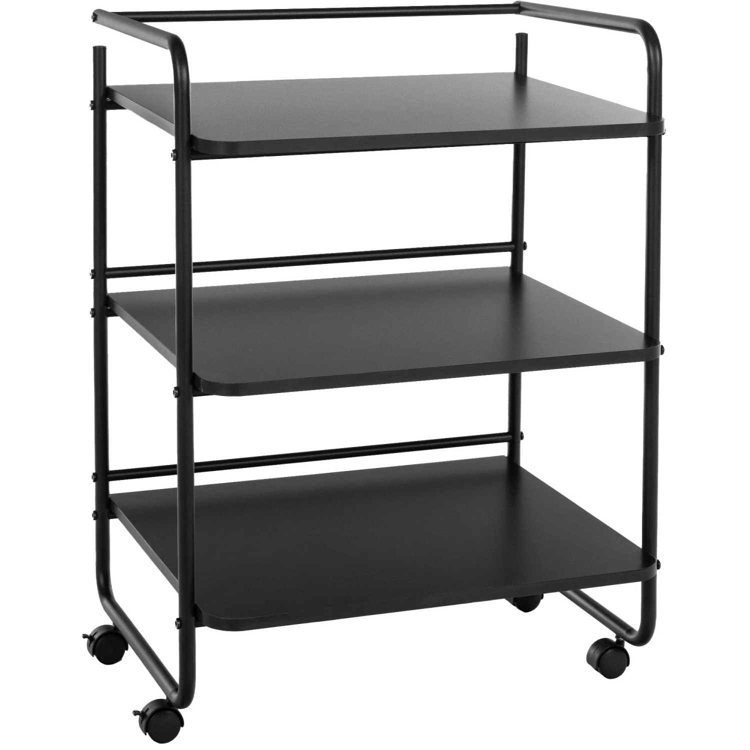 DELUKE Rollwagen Servierwagen Mit Rollen BERTA 3 Ablagen,Metall Beistellwagen Mobil Gerätewagen Klein Schwarz