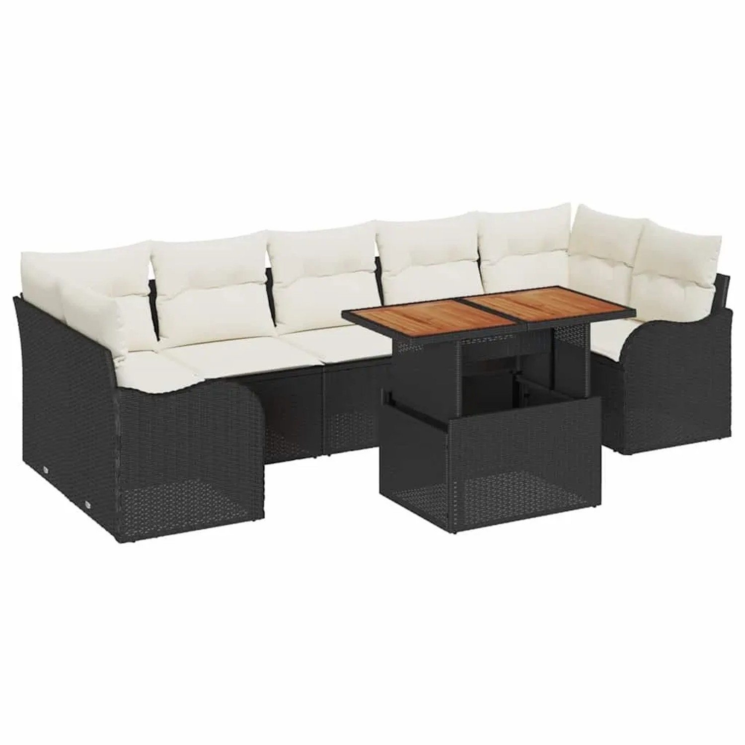 vidaXL Gartensofa-Set mit Kissen 8 Stk Schwarz und Creme Poly-Rattan 334942 günstig online kaufen