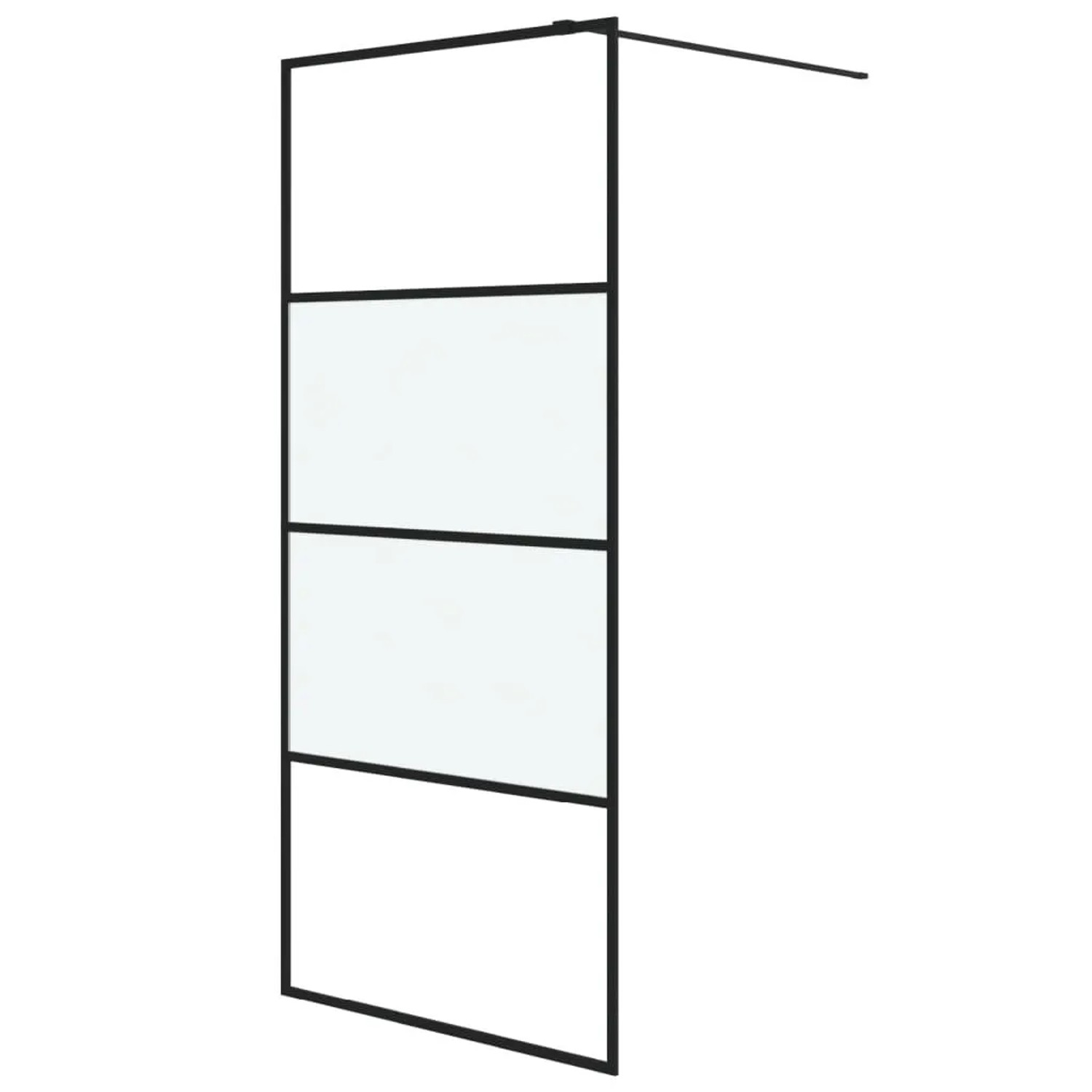 vidaXL Duschwand für Begehbare Dusche Schwarz 90x195cm Halbmatt ESG 152126