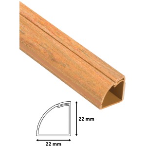 D-Line Kabelkanal 22x22 mm in Holzoptik, 2 m Länge. Viertelkreisprofil zur dezenten Kabelführung.