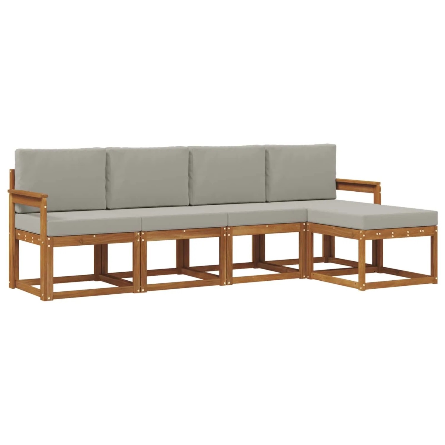 vidaXL Outdoor-Sofagarnitur mit Kissen 5 Stk Natur und Hellgrau 3366244